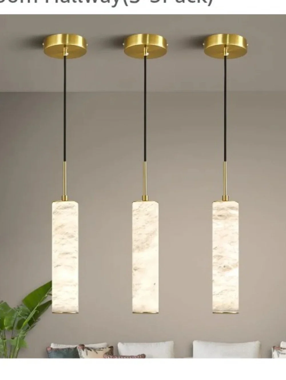 OPEN BOX Please READ Gold Pendant Marble Column Ceiling Light - 3-Pack